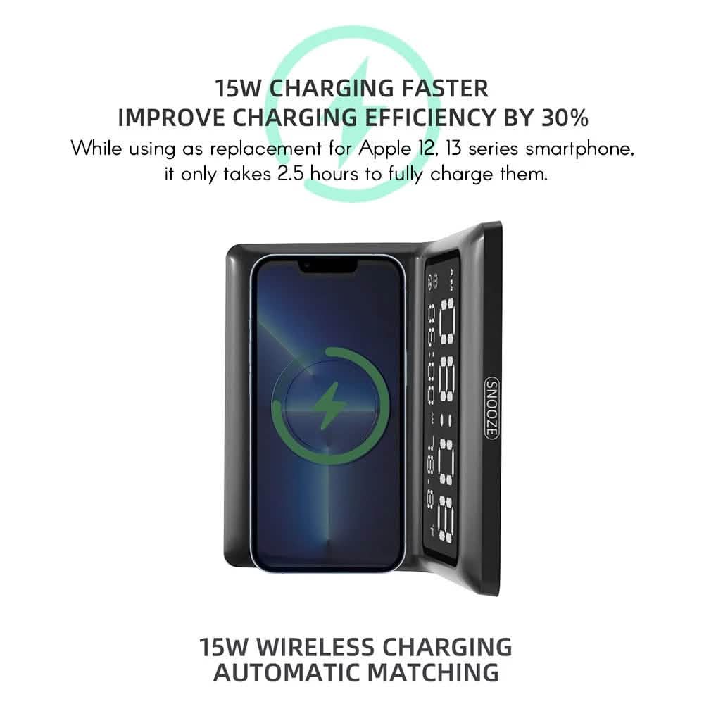 Digital Mirror Clock Wireless Charging Alarm Clock DailySale