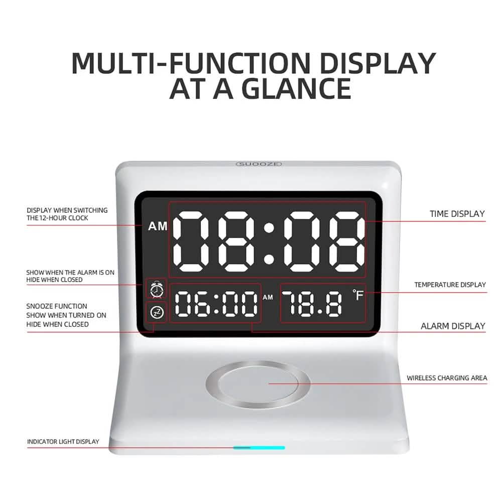 Digital Mirror Clock Wireless Charging Alarm Clock DailySale