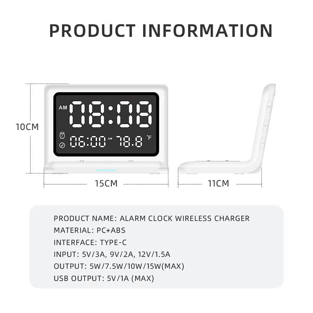Digital Mirror Clock Wireless Charging Alarm Clock DailySale
