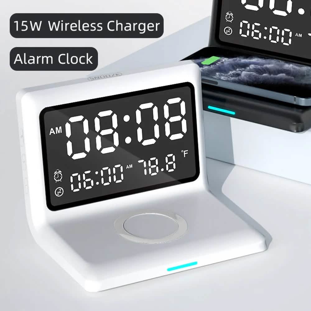 Digital Mirror Clock Wireless Charging Alarm Clock DailySale