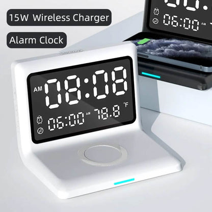 Digital Mirror Clock Wireless Charging Alarm Clock DailySale