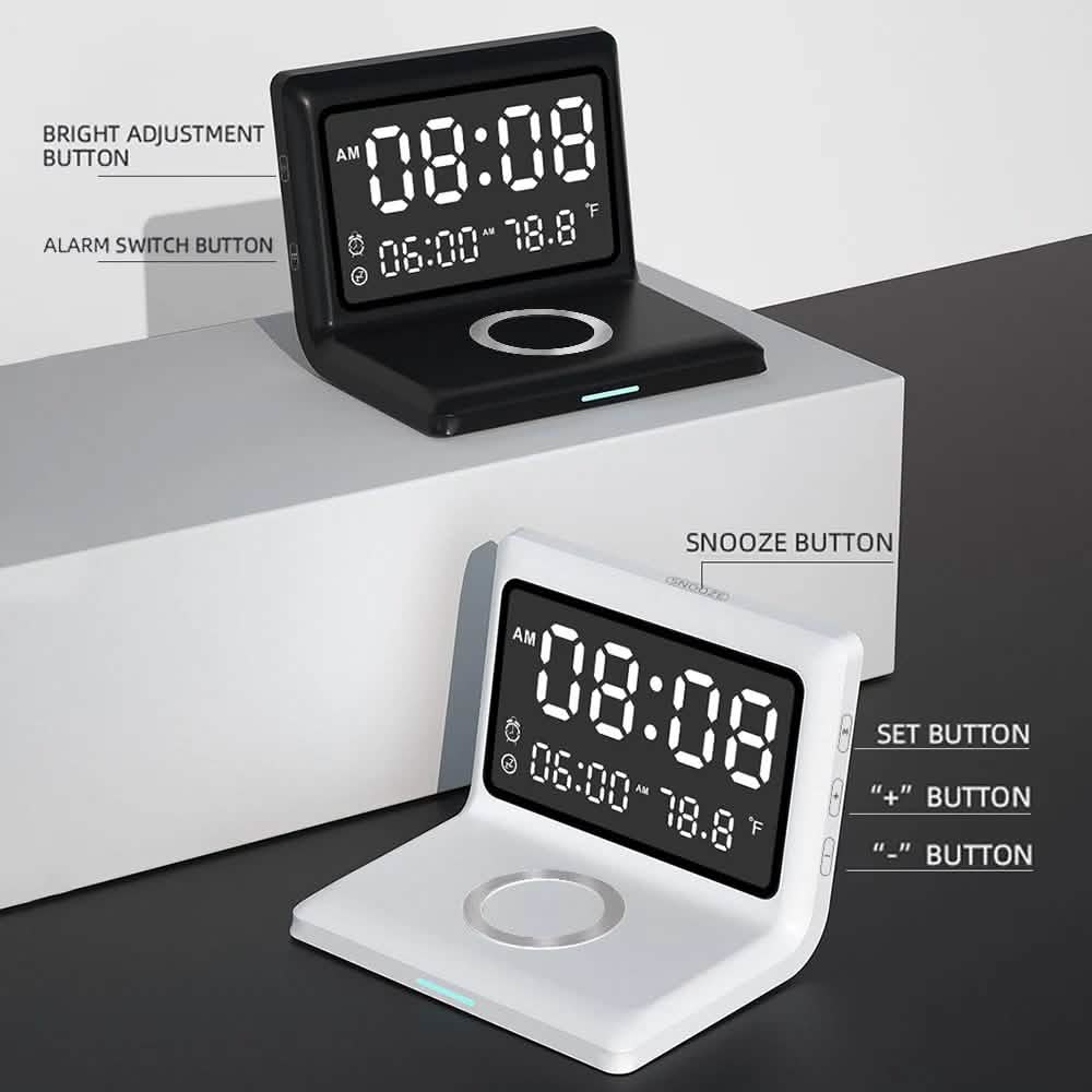 Digital Mirror Clock Wireless Charging Alarm Clock DailySale