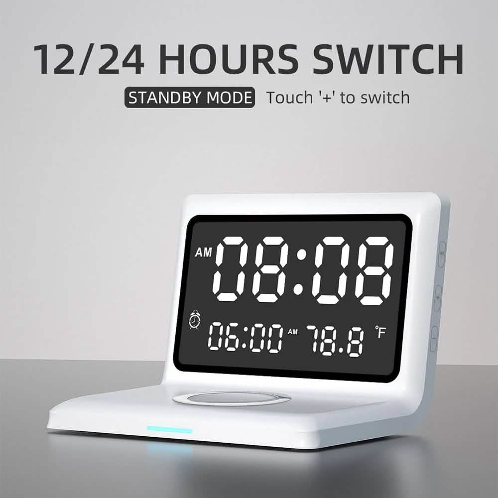 Digital Mirror Clock Wireless Charging Alarm Clock DailySale