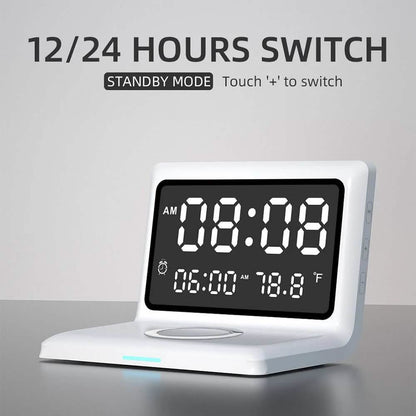 Digital Mirror Clock Wireless Charging Alarm Clock DailySale