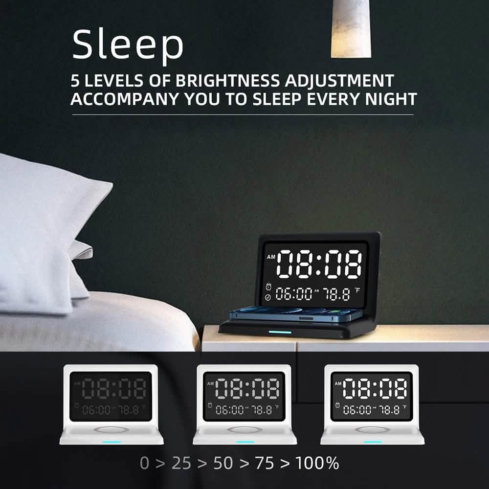 Digital Mirror Clock Wireless Charging Alarm Clock DailySale