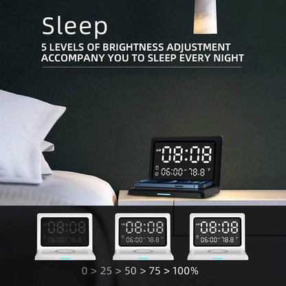 Digital Mirror Clock Wireless Charging Alarm Clock DailySale