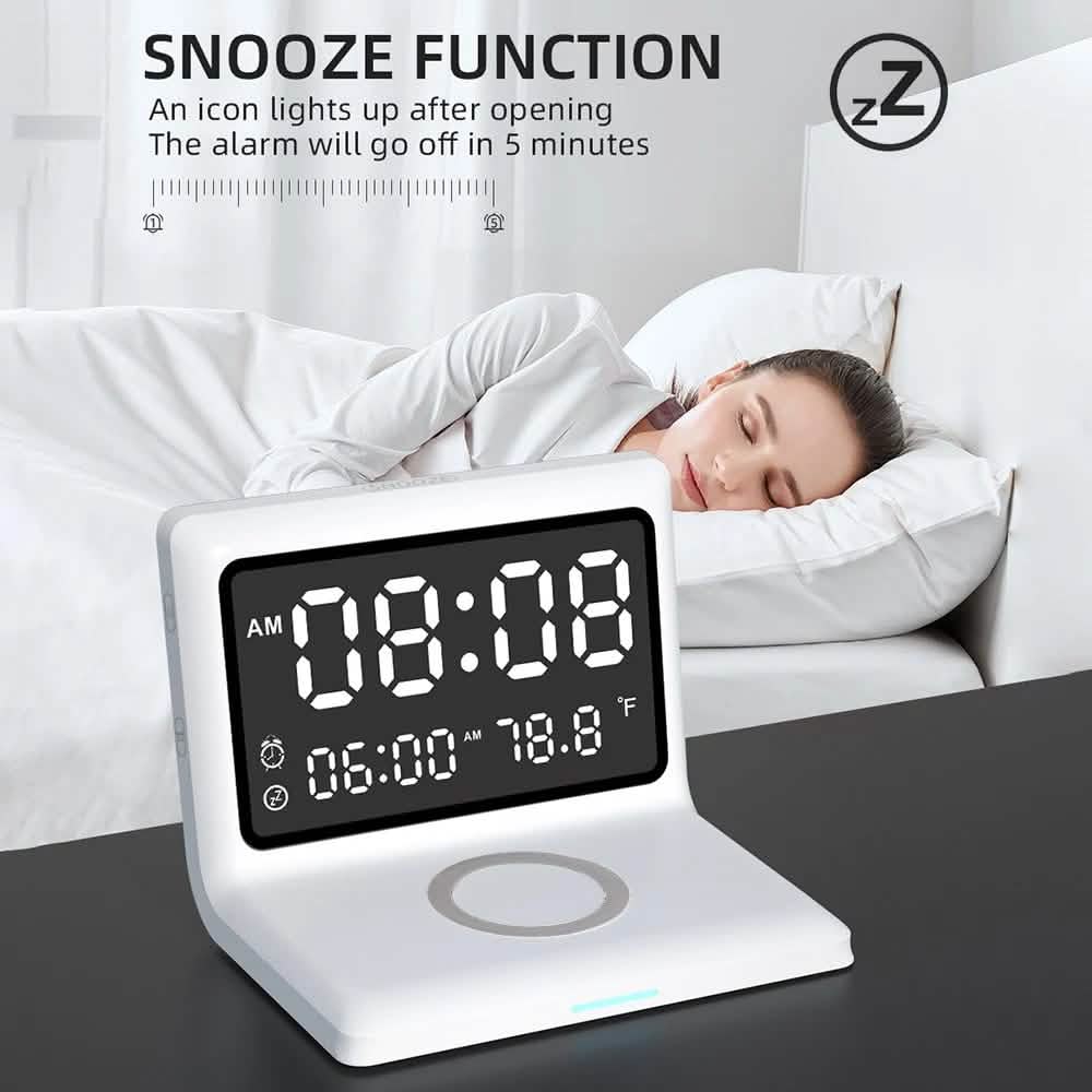Digital Mirror Clock Wireless Charging Alarm Clock DailySale