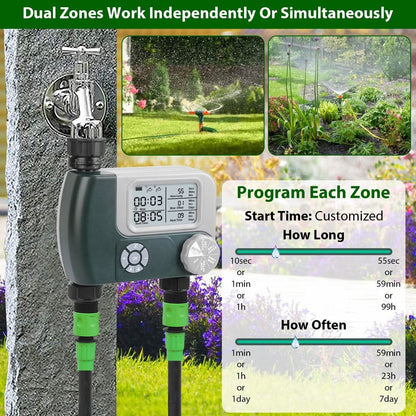 Digital Programmable Sprinkler Timer with 2 Outlet Zones DailySale