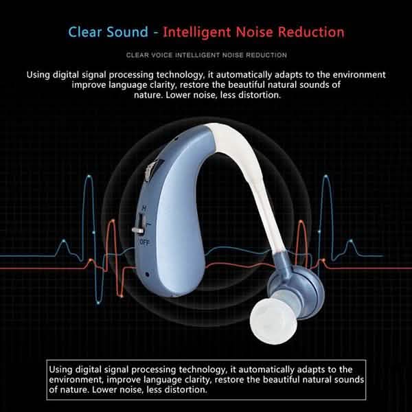 Digital Rechargeable Hearing Aids Acousticon Amplifier Audiphone Behind Ear Sound DailySale