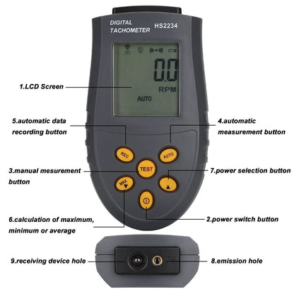 Digital Tachometer 2.5~99,999 RPM Accuracy Non-Contact Laser Photo Tachometer DailySale