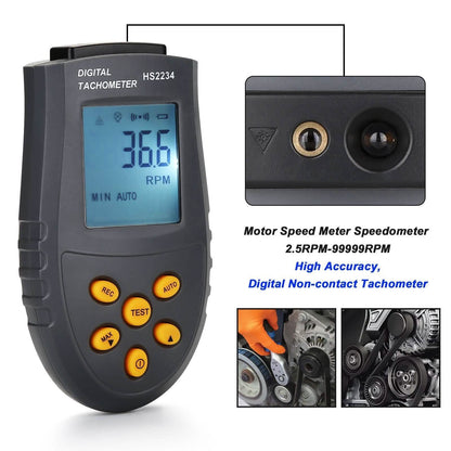Digital Tachometer 2.5~99,999 RPM Accuracy Non-Contact Laser Photo Tachometer DailySale