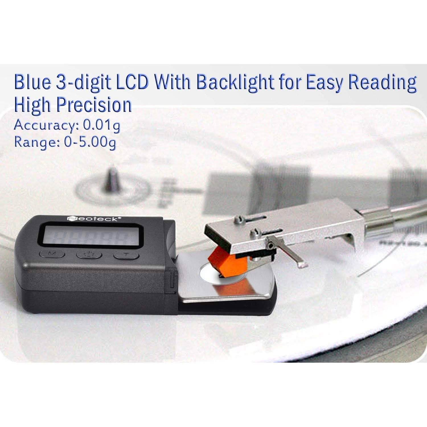 Digital Turntable Stylus Force Scale Gauge 0.01g/5.00g Blue LCD Backlight for Tonearm Phono Cartridge DailySale