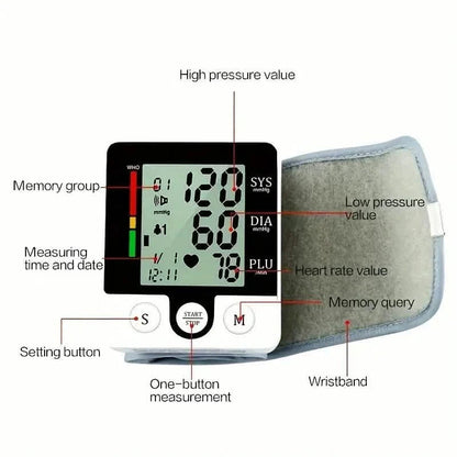 Digital Wrist Blood Pressure Monitor for Adults - Voice-Activated, Heart Rate & Adjustable Cuff DailySale