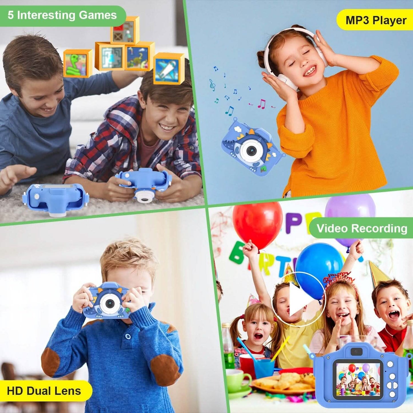 Dinosaur Kids Selfie 48MP 1080P HD Cartoon Digital Camera DailySale