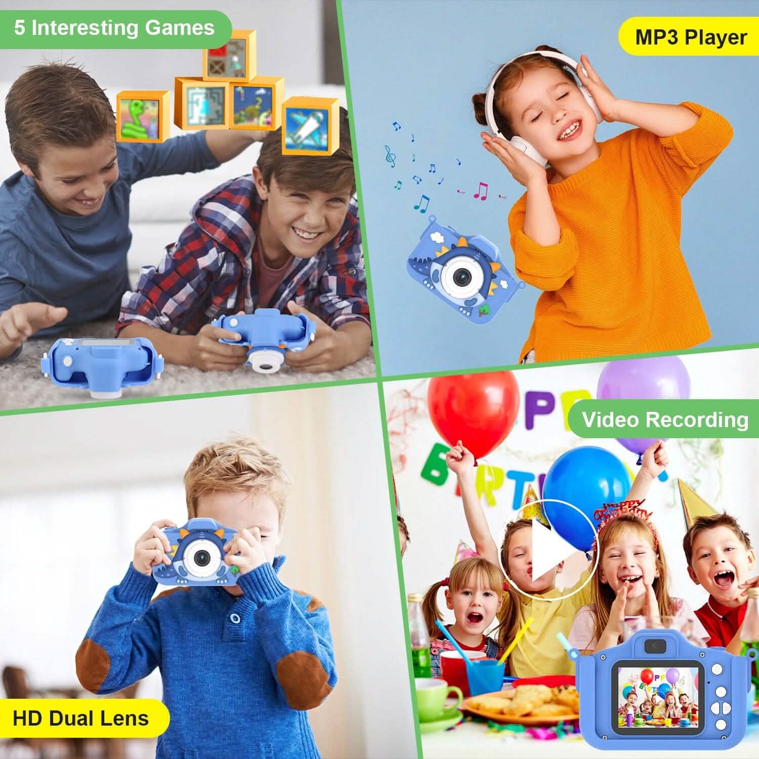 Dinosaur Kids Selfie 48MP 1080P HD Cartoon Digital Camera DailySale