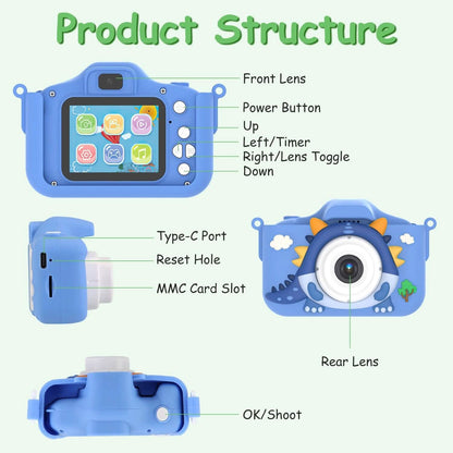 Dinosaur Kids Selfie 48MP 1080P HD Cartoon Digital Camera DailySale