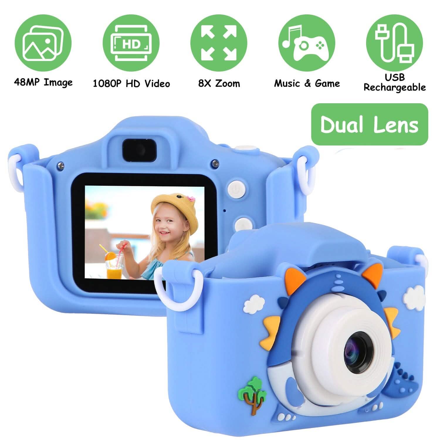 Dinosaur Kids Selfie 48MP 1080P HD Cartoon Digital Camera DailySale