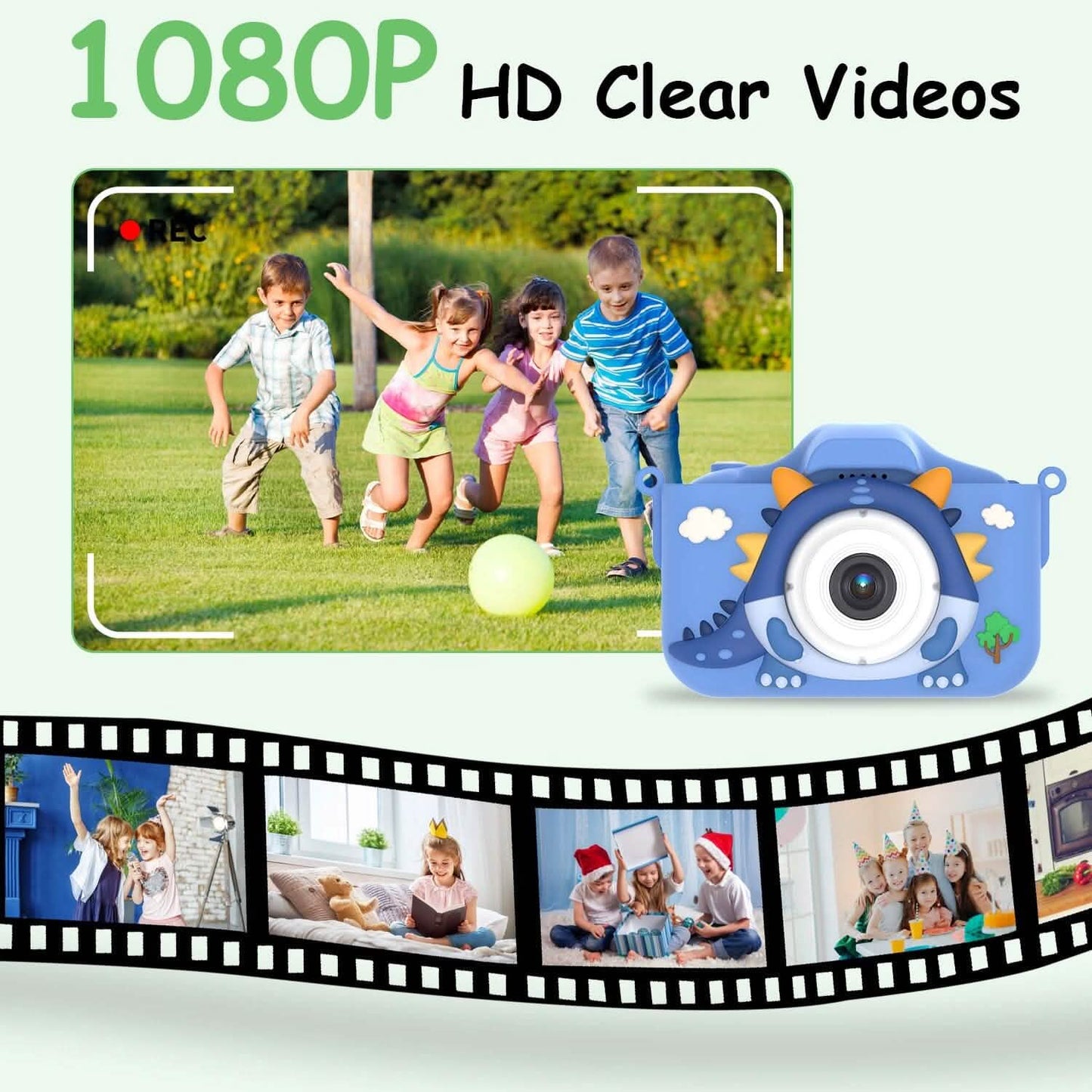 Dinosaur Kids Selfie 48MP 1080P HD Cartoon Digital Camera DailySale