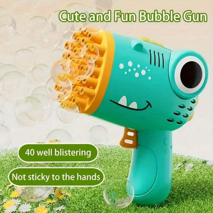 Dinosaur-Themed Automatic Bubble Blower 40-Hole Handheld Toy Gun DailySale