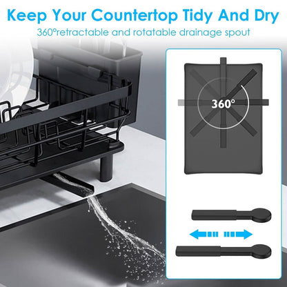 Dish Drying Rack Drain Board Utensil Holder Organizer DailySale