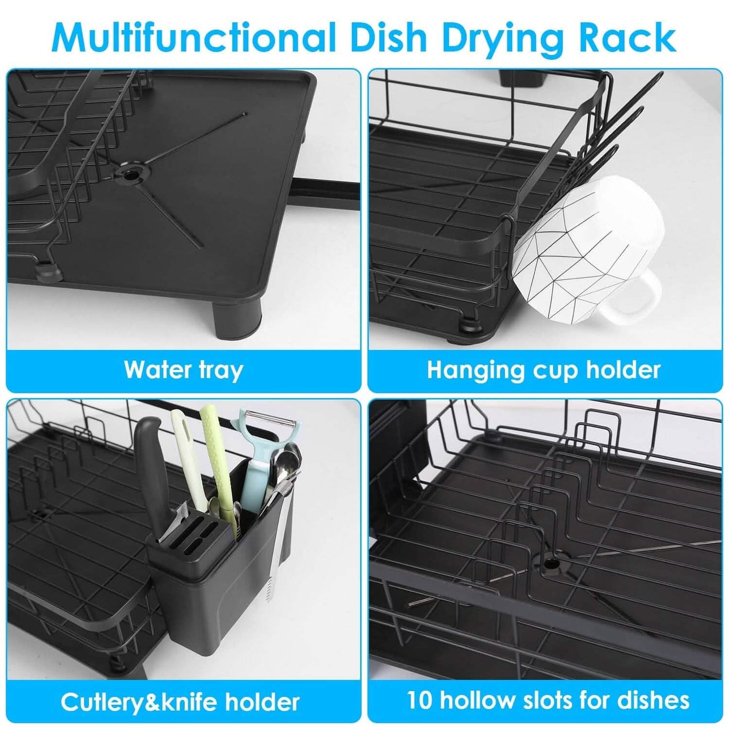 Dish Drying Rack Drain Board Utensil Holder Organizer DailySale