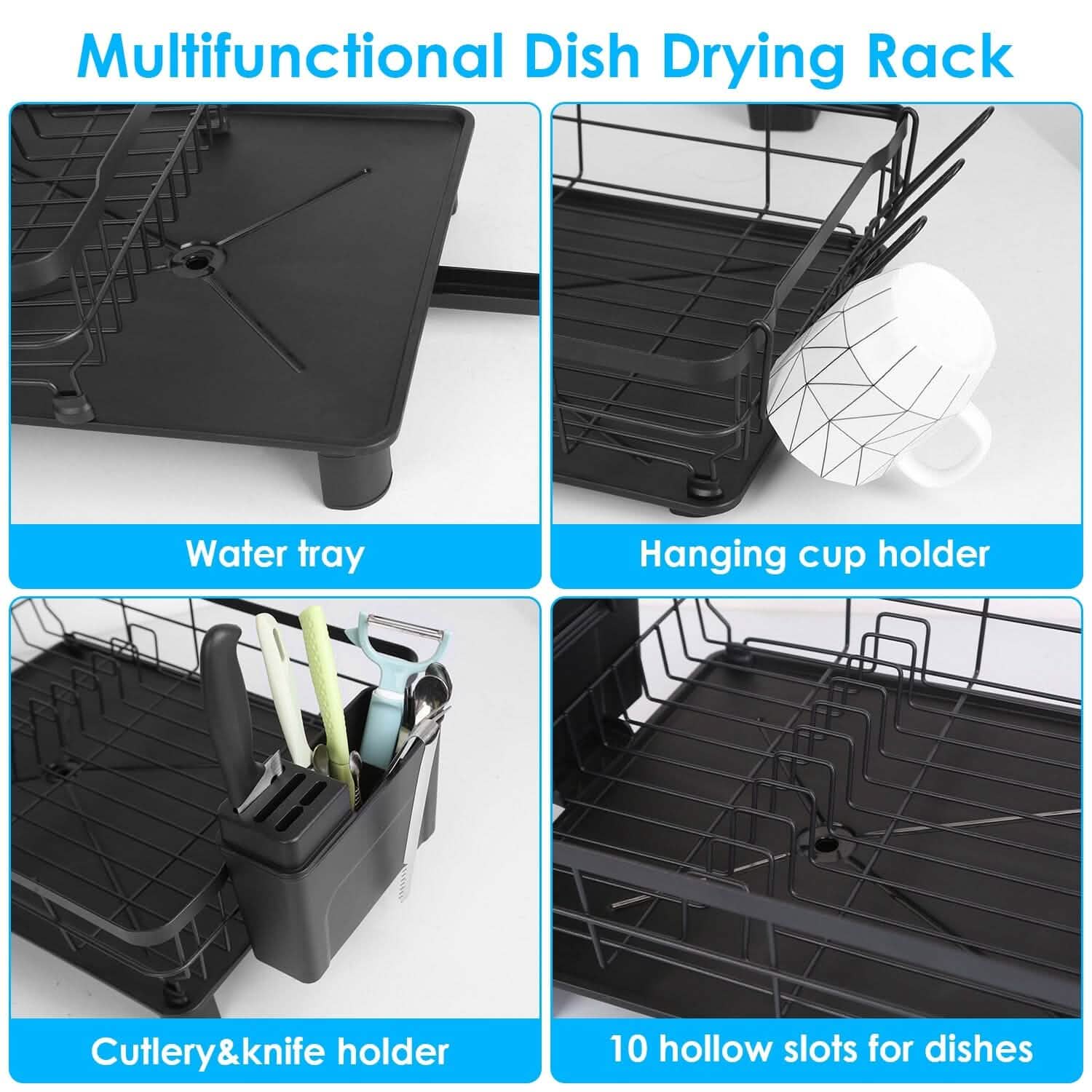 Dish Drying Rack Drain Board Utensil Holder Organizer DailySale