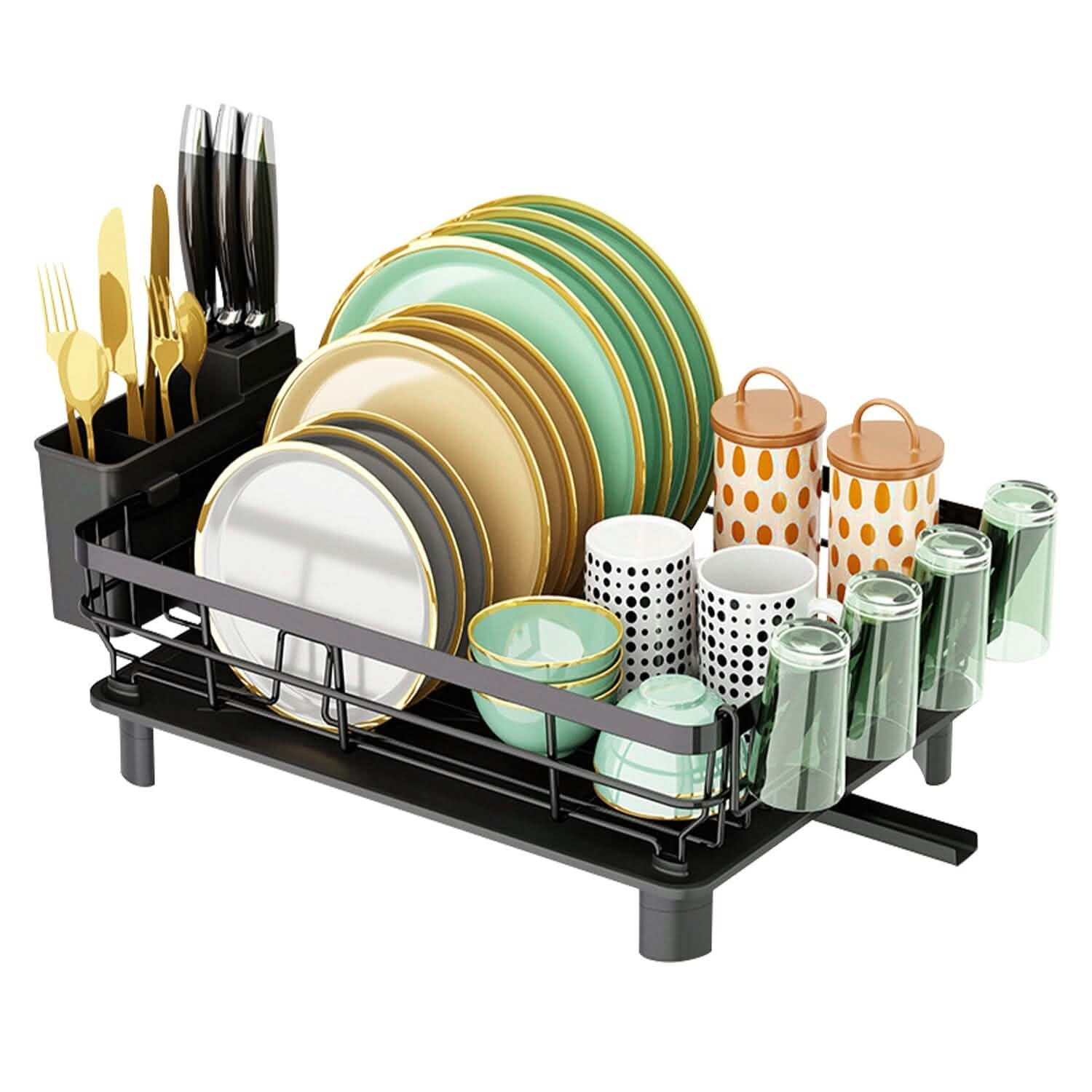 Dish Drying Rack Drain Board Utensil Holder Organizer DailySale
