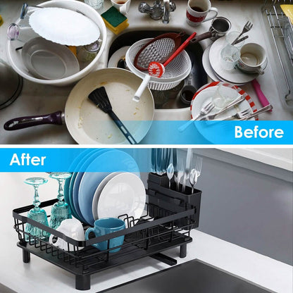 Dish Drying Rack Drain Board Utensil Holder Organizer DailySale