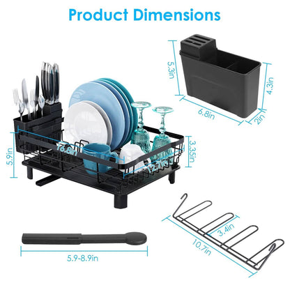 Dish Drying Rack Drain Board Utensil Holder Organizer DailySale