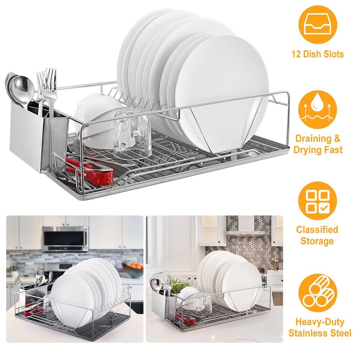 Dish Drying Rack Stainless Steel DailySale