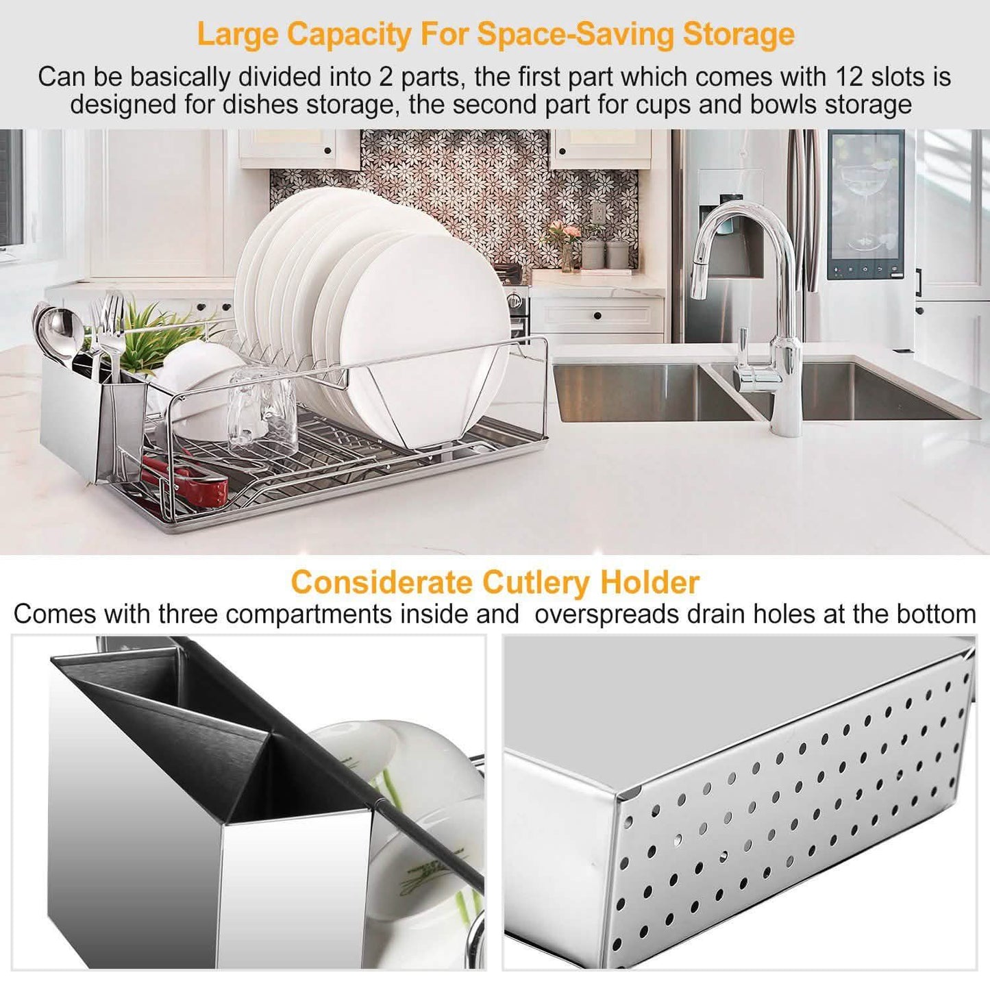 Dish Drying Rack Stainless Steel DailySale