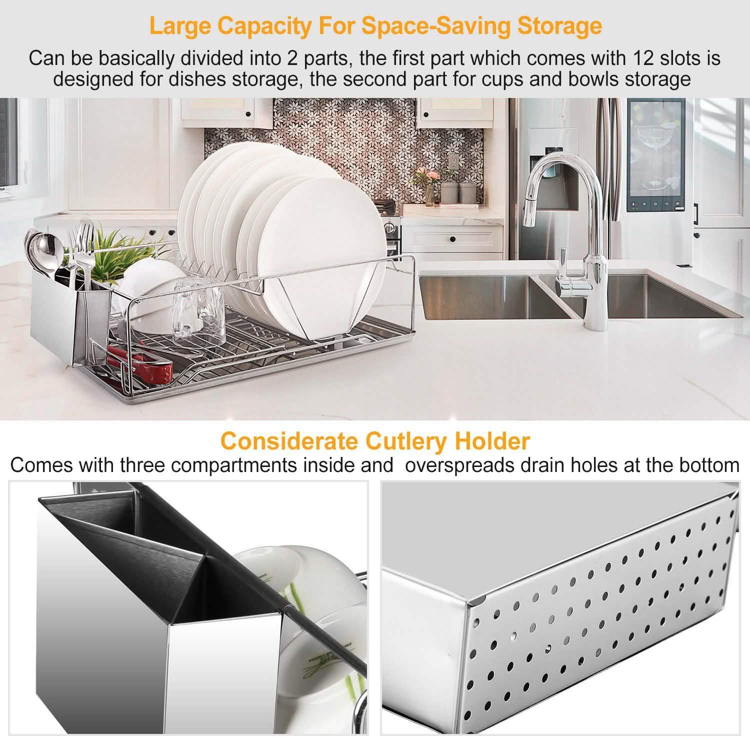Dish Drying Rack Stainless Steel DailySale