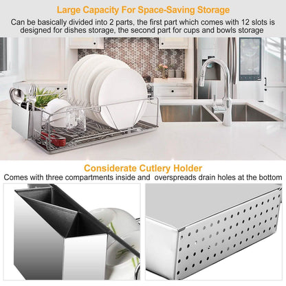 Dish Drying Rack Stainless Steel DailySale
