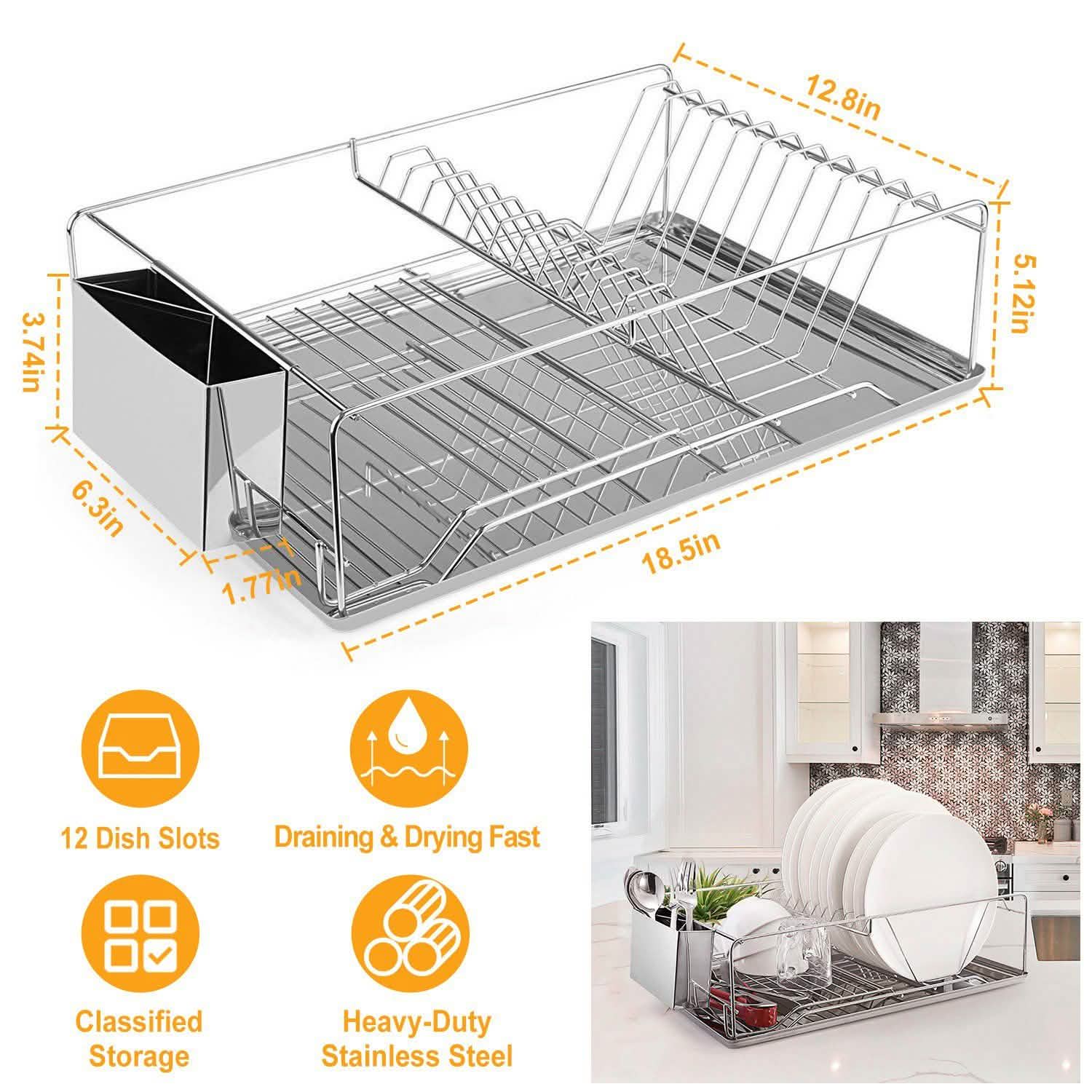 Dish Drying Rack Stainless Steel DailySale