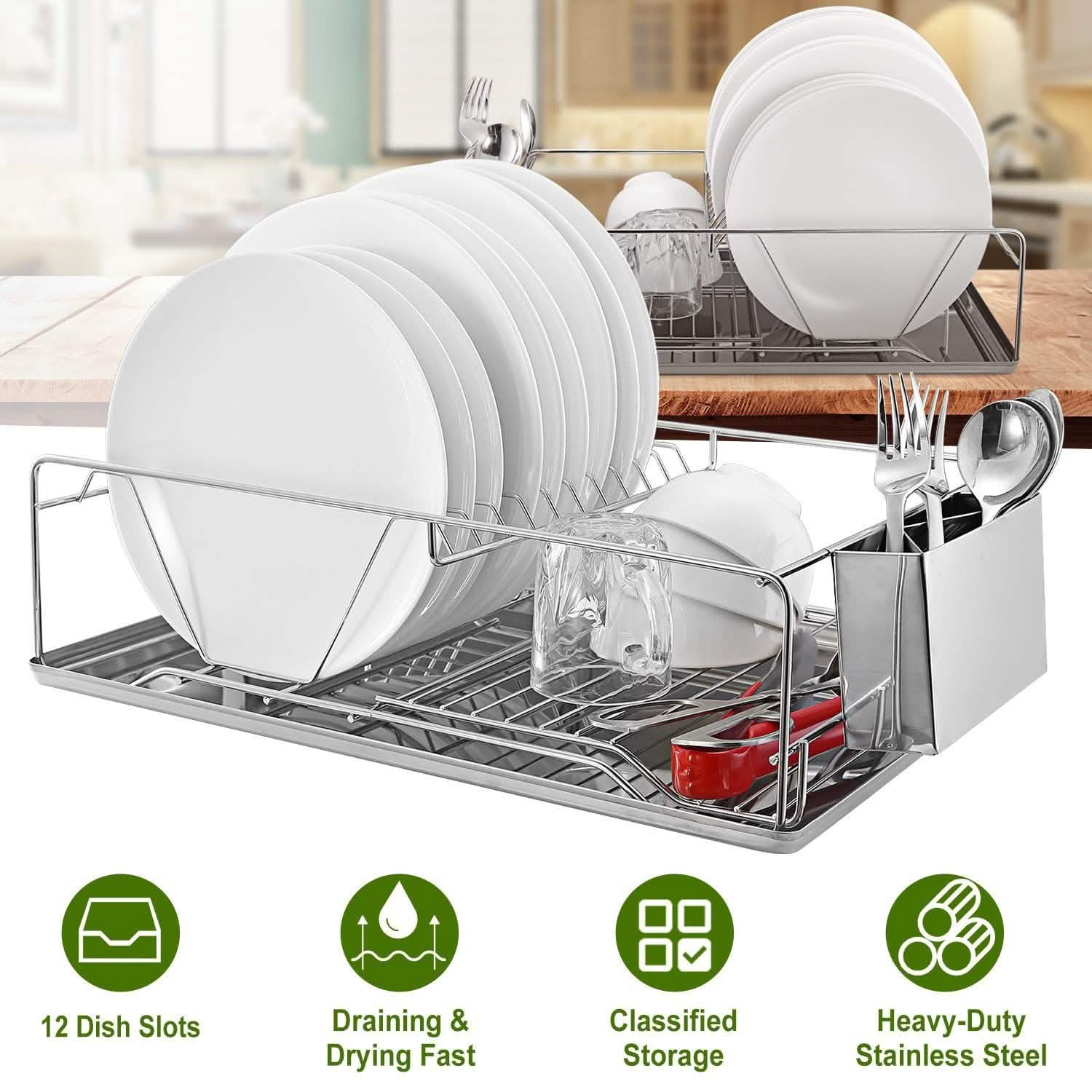 Dish Drying Rack Stainless Steel DailySale