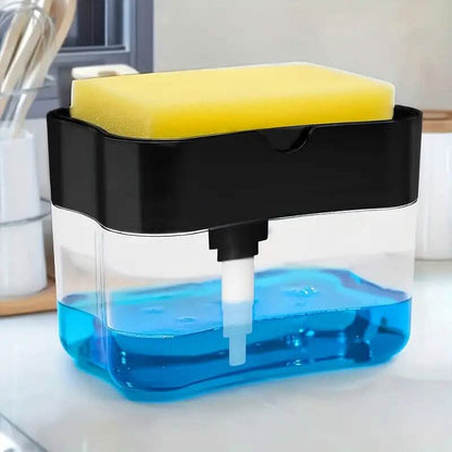 Dish Soap Dispenser and Sponge Holder Metallic Silver DailySale