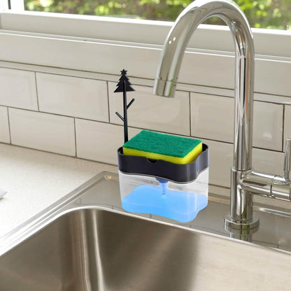 Dish Soap Dispenser and Sponge Holder Metallic Silver DailySale