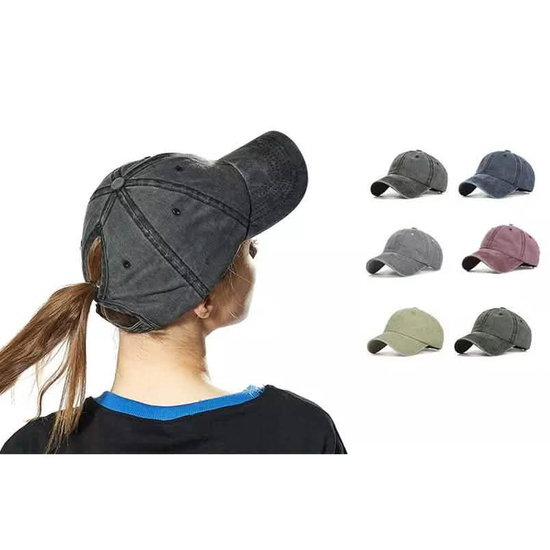 Distressed Wash Ponytail Baseball Cap DailySale