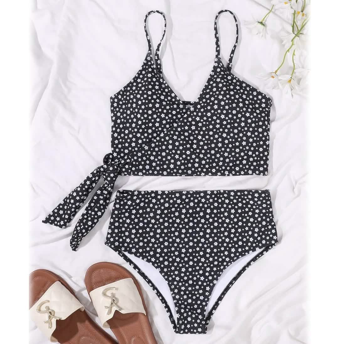 Ditsy Floral Wrap Knot Bikini Swimsuit DailySale