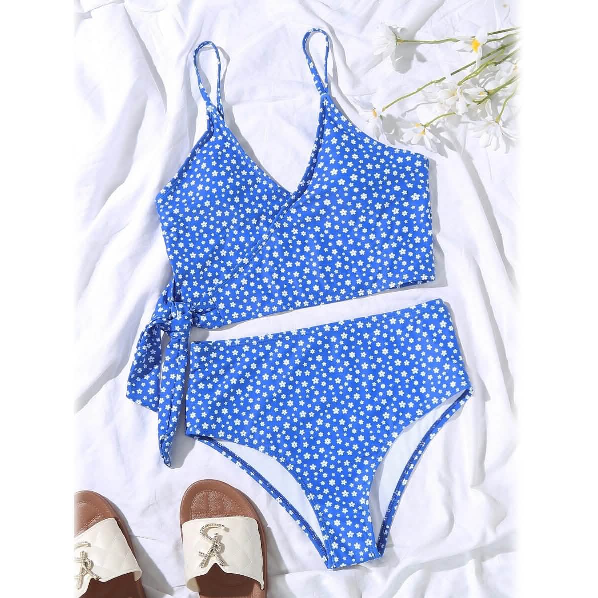 Ditsy Floral Wrap Knot Bikini Swimsuit DailySale