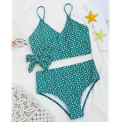 Ditsy Floral Wrap Knot Bikini Swimsuit DailySale