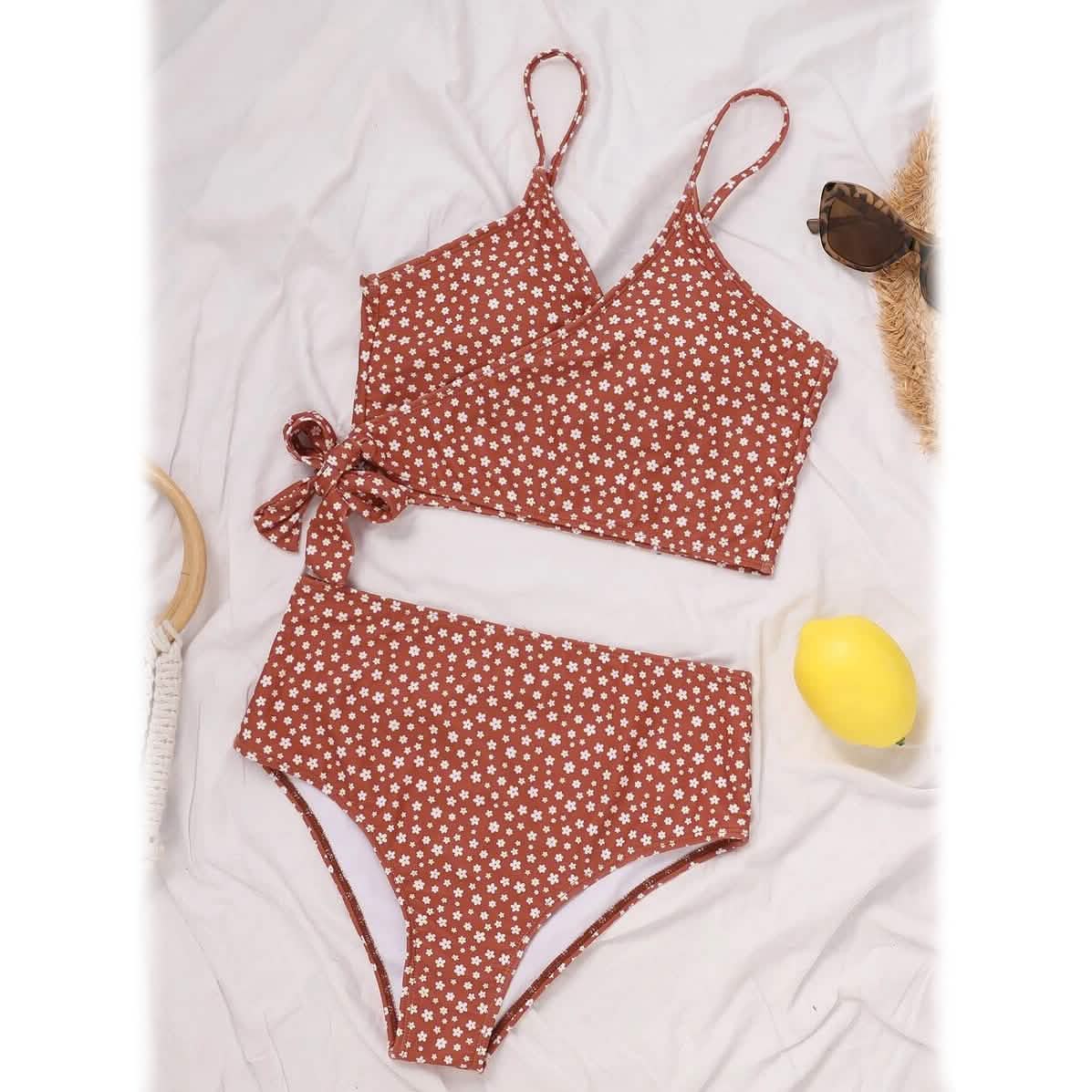 Ditsy Floral Wrap Knot Bikini Swimsuit DailySale