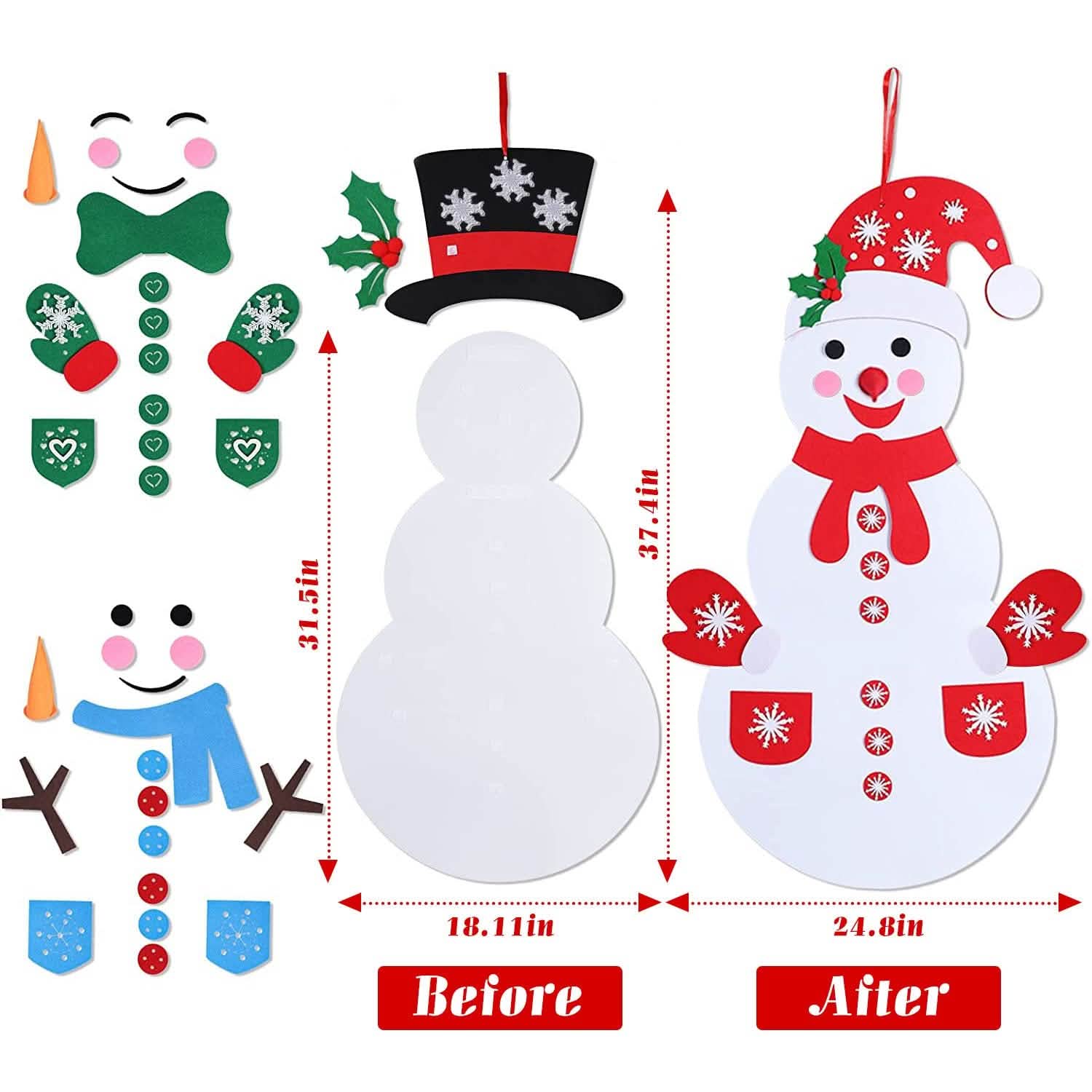 DIY Felt Christmas Hanging Decorations Kits with 54 Piece Detachable Ornaments DailySale