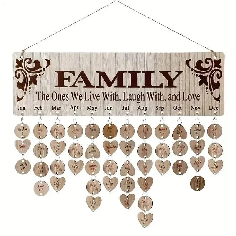 DIY Wooden Family Birthday Board Hanging Sign Pendant DailySale