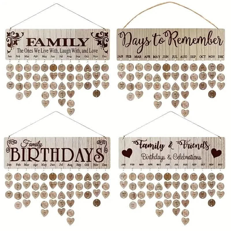 DIY Wooden Family Birthday Board Hanging Sign Pendant DailySale