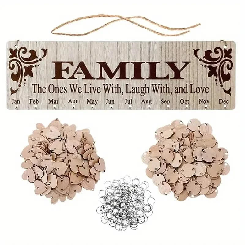 DIY Wooden Family Birthday Board Hanging Sign Pendant DailySale