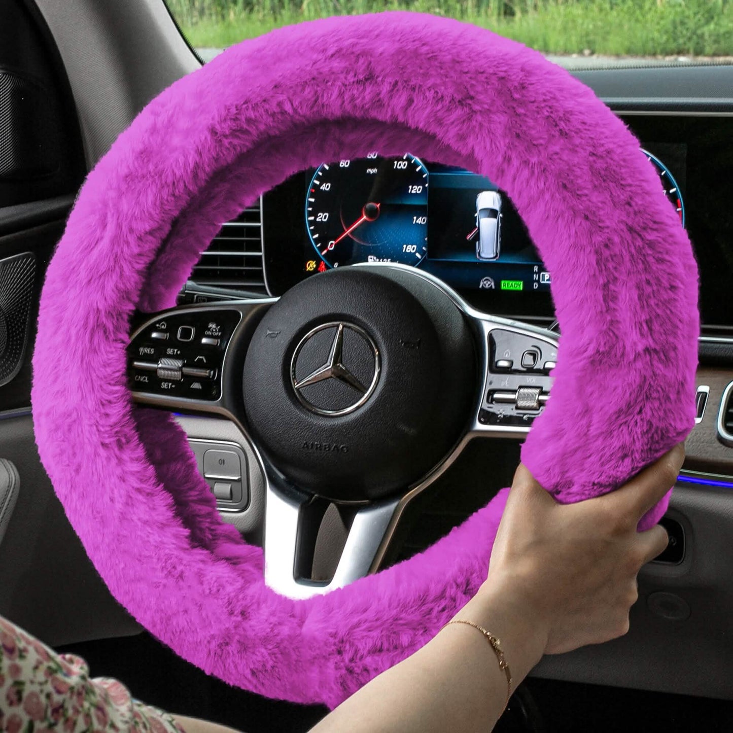 Doe16 Faux Rabbit Fur Steering Wheel Cover DailySale