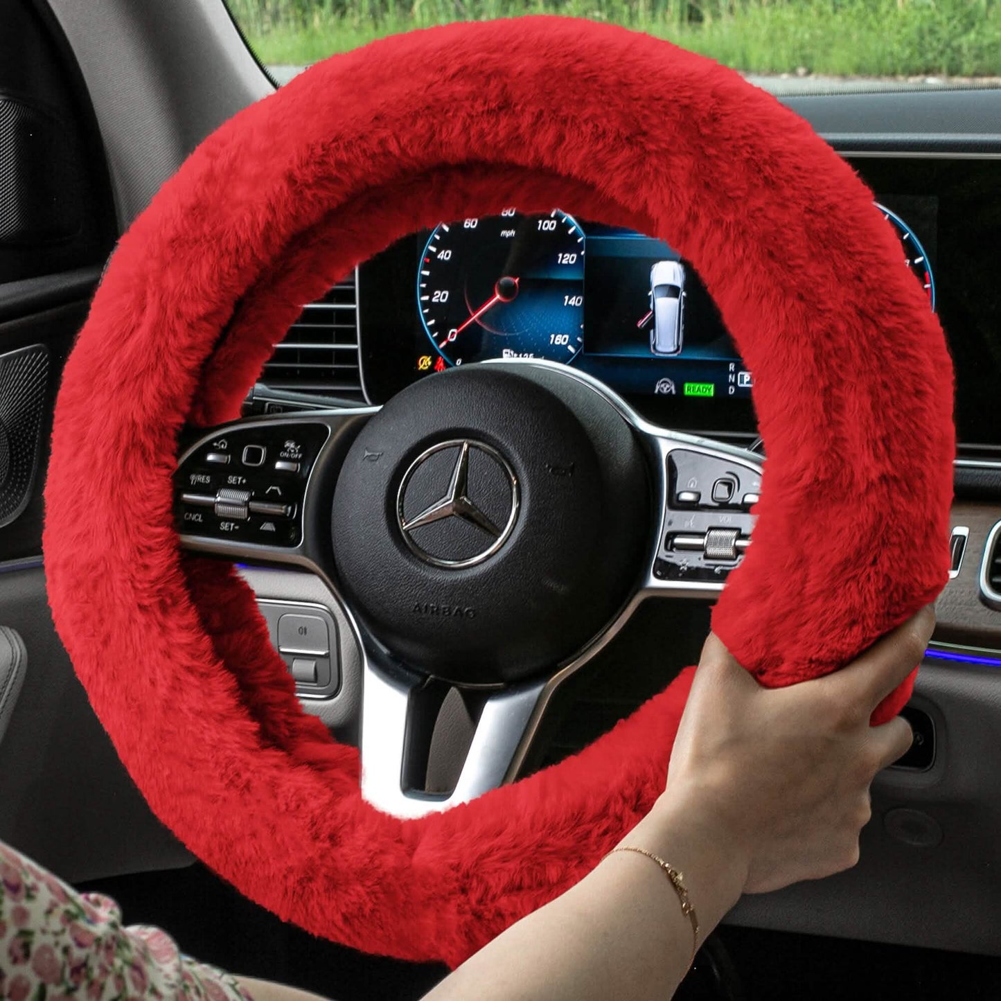 Doe16 Faux Rabbit Fur Steering Wheel Cover DailySale