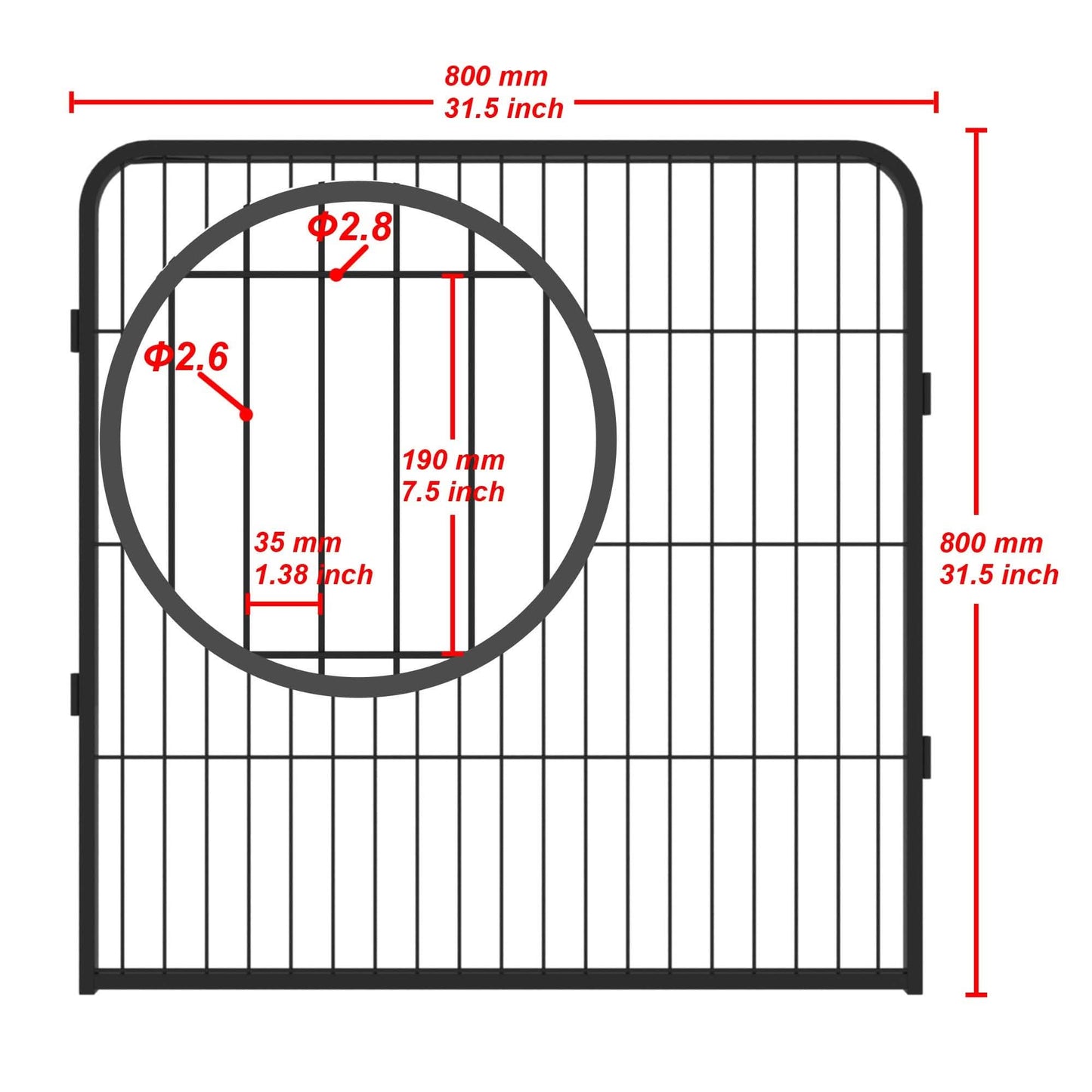 Dog Fence and Pet Playpen, Heavy Duty Foldable Metal 8 Panels Dog Pen 31.5" Height DailySale