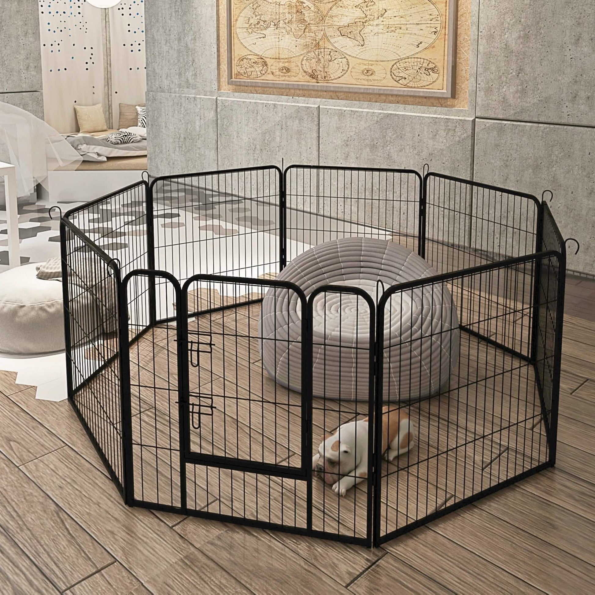 Dog Fence and Pet Playpen, Heavy Duty Foldable Metal 8 Panels Dog Pen 31.5" Height DailySale
